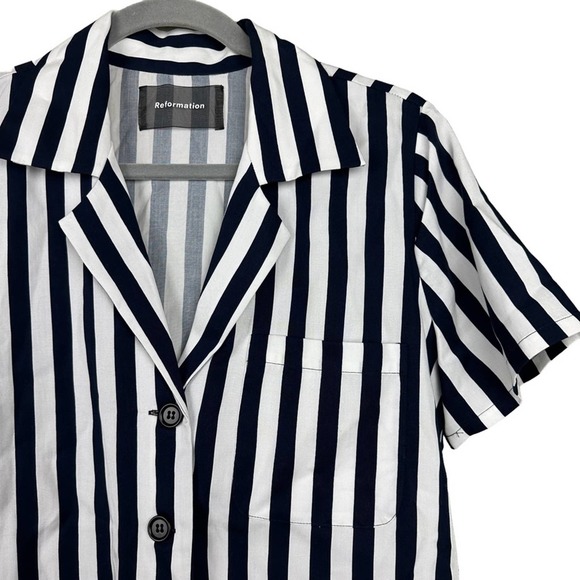 Reformation Striped Collared Pajama Top Size Small - Picture 4 of 6